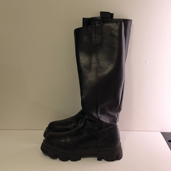 ASOS Knee-High Lug Boots With Pull Tabs - Picture 2 of 4